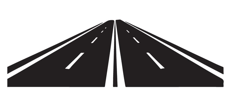 Silhouette of a Divided Highway Icon Representing Road Travel vector