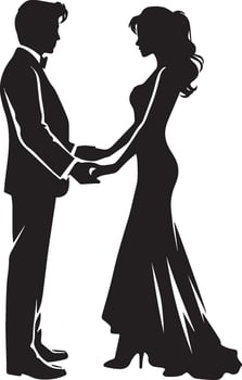 Couple holding hands silhouette design. vector
