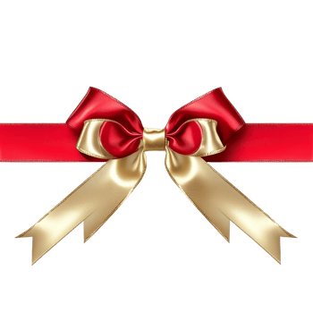 A vibrant red and golden ribbon bow perfect for gift wrapping and decoration during the festive season, red and golden ribbon bow for presents or gift isolated png
