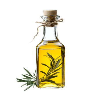 Elegant olive oil bottle with fresh herbs on a clean, bright transparent background, Olive oil bottle on a transparent background png