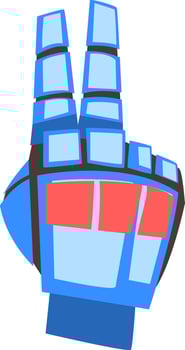 Robot Hand Showing Victory Peace Sign Gesture, Mechanical Palm Gesturing, Artificial Intelligence Illustration vector