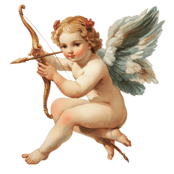 A charming classic illustration of Cupid in a pastel oil paint effect, capturing the playful spirit of love, Classic Cupid Illustration Pastel Oil Paint Effect, isolated on transparent background png