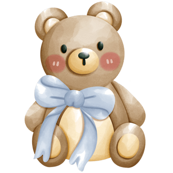teddy bear illustration with a blue bow png