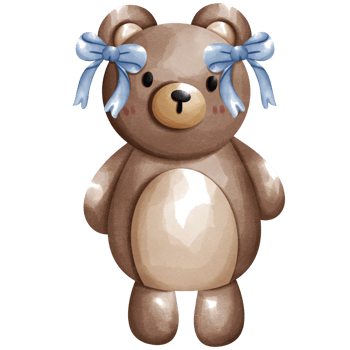 Adorable teddy bear with bow png
