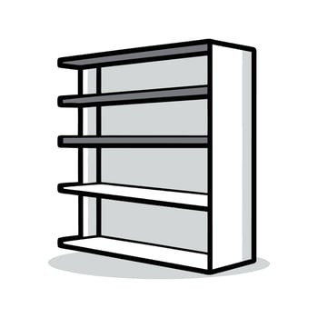 Chic minimalist bookshelf featuring three shelves vector
