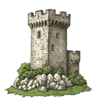 Majestic Stone Castle with Grassy Lawn Perfect for Backgrounds png