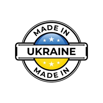 Made in Ukraine label icon emblem isolated on white background vector