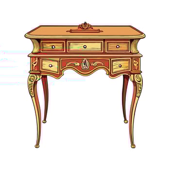 Vintage writing desk with intricate carvings vector