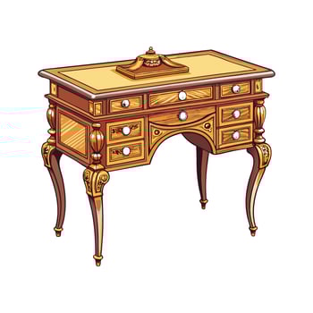 Creative vintage writing desk with ornate details vector