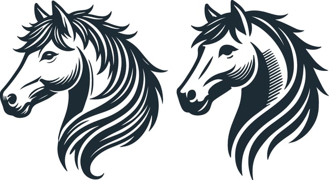 Horse Head Silhouette Illustration Set on White Background vector