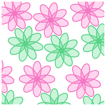 A pink and green flower pattern on a white background png