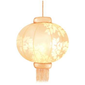 Chinese Lantern Painted in Leaf Pattern Illustration png