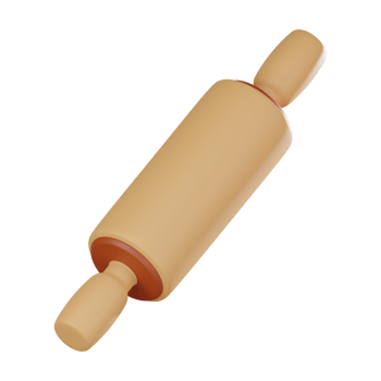 3D render, Wooden Rolling Pin for Pastry and Baking Themes, Icon Illustration png