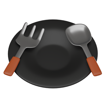 3D render, Spoon and Fork Plate for Dining and Kitchen Concepts, Icon Illustration png