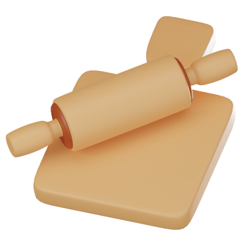 3D render, Wooden Rolling Pin for Pastry and Baking Themes Icon Illustration png