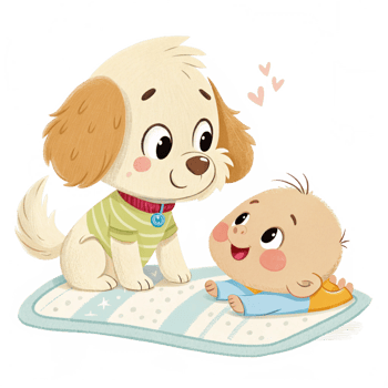 cute dog cartoon character isolated on transparent background png