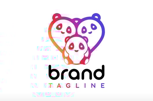 Love Panda Logo Design, Panda Logo, Cuddle cation Logo, Love Family Logo, Caring Affection Gift shop with surprise, kids brand Icon Symbol Silhouette Illustration brand identity social media vector