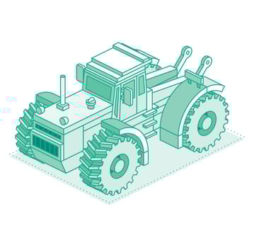 Isometric tractor isolated on white background. Outline object. Large modern agricultural tractor. vector