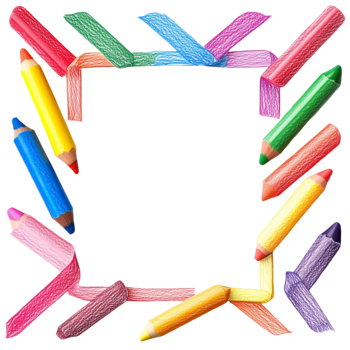 Frame Made of Colored Pencils On Transparent Background png
