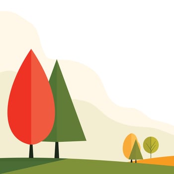 Colorful Nature Landscape with Pine Tree in the Garden vector