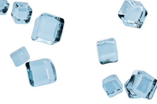 Refreshing big ice cubes flying overlay 3d render png