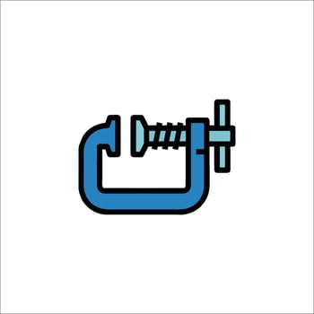 A blue and white icon of a wrench vector