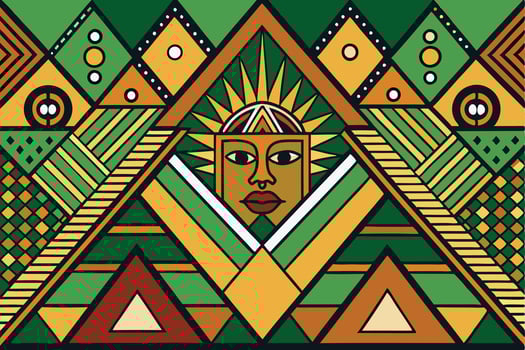 Stylized tribal patterns in symmetrical design showcasing rich African heritage through geometric and cultural elements vector