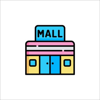 A colorful icon of a mall building vector