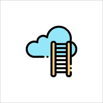 A ladder going up to a cloud icon vector