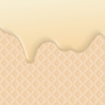 Melted vanilla ice cream dropping on ice cream cone texture square background graphic illustration. vector