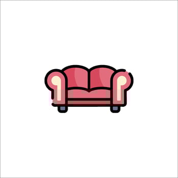 A pink couch icon on a white background vector