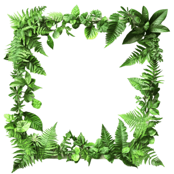 Square Frame with Green Leaves png