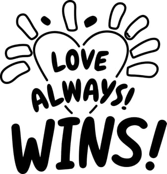 A glyph sticker featuring a heart with the text love wins vector