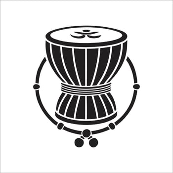 INDIAN GOD LORD SHIVA MUSIC INSTRUMENT DAMROO Design ILLUSTRATION LACK AND WHITE vector