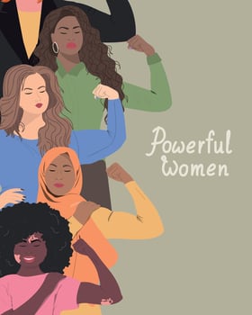 Powerful women of different nationalities. vector