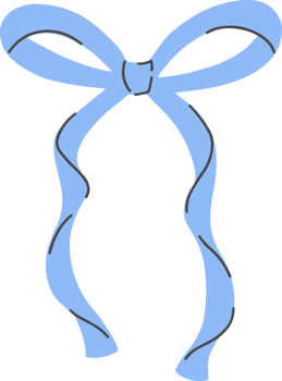 Blue bow with ribbon and knot, featuring a cute, flat, vintage cartoon style. Perfect for gifts, hair, holidays and birthday design. png