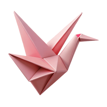 Pink Origami Bird Elegant Paper Crane Art png