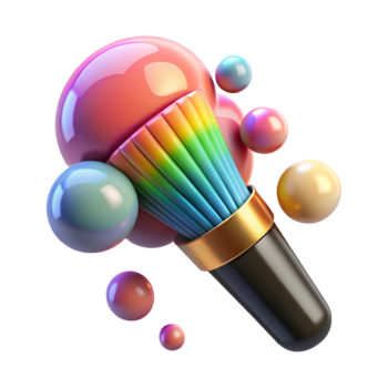 Rainbow Brush Colorful Spheres Abstract 3D Render png