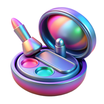 Iridescent Compact Makeup Kit with Lipstick Eyeshadow png