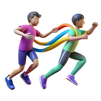Rainbow Run 3D Animated Teamwork Competition png