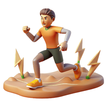 Energized Runner 3D Animation of a Person Running with Lightning Bolts png