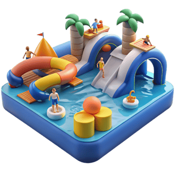 Inflatable Water Park Fun Slides, Pools, and Summer Activities png