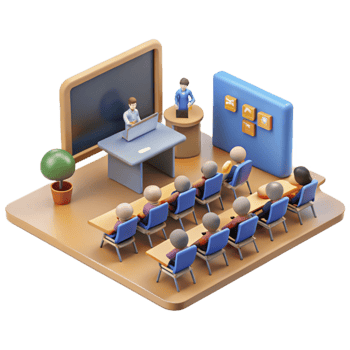 Classroom Presentation 3D Render of a Lecture png