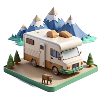 Mountain RV Camping Adventure Scenic Views Wildlife png