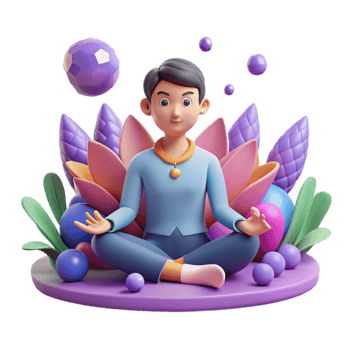 Mindfulness Meditation 3D Render of Peaceful Person png