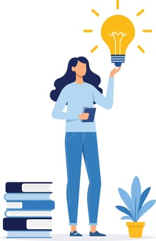 woman holding light bulb symbolizes creativity and inspiration vector