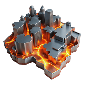 Cityscape Under Siege Urban Heat Island Effect Simulation png