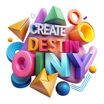Create Your Destiny Colorful 3D Shapes and Typography png