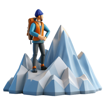 Climber Conquering Mountain Peak 3D Render png