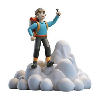 Climber Reaching Summit 3D Render of Adventure png